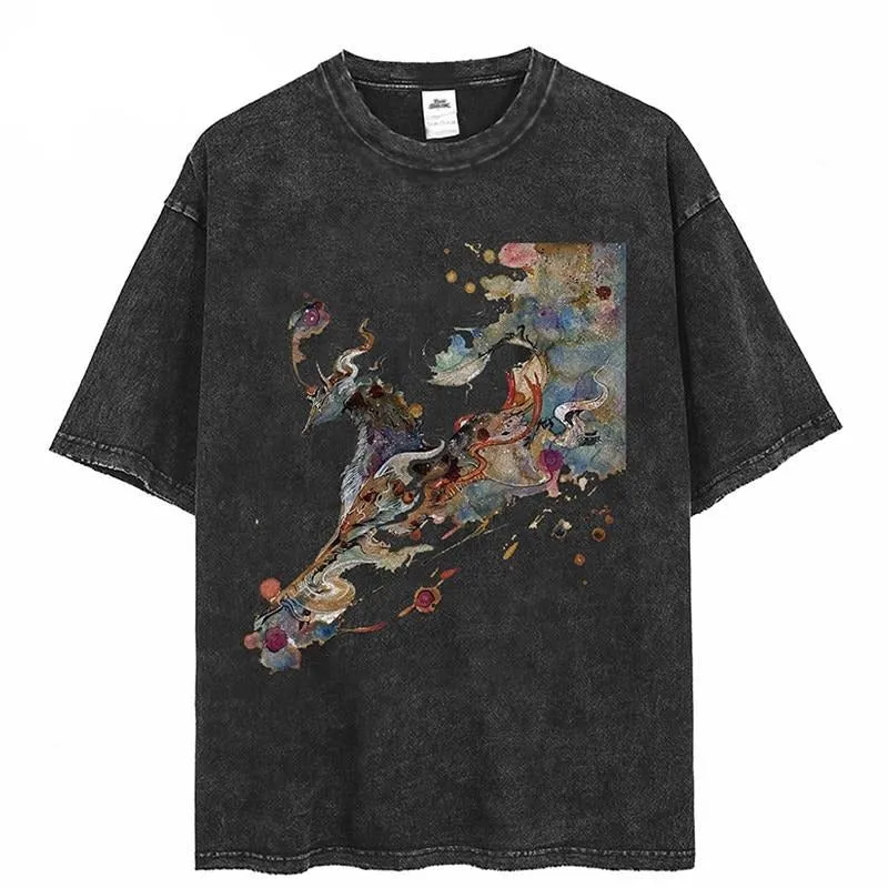 Abstract Acrylic Washed Men's Graphic T Shirt