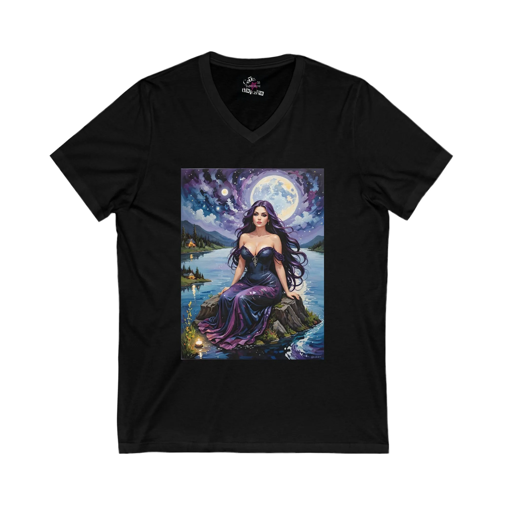 Acrylic Witch 1 Unisex Jersey Short Sleeve V-Neck Tee