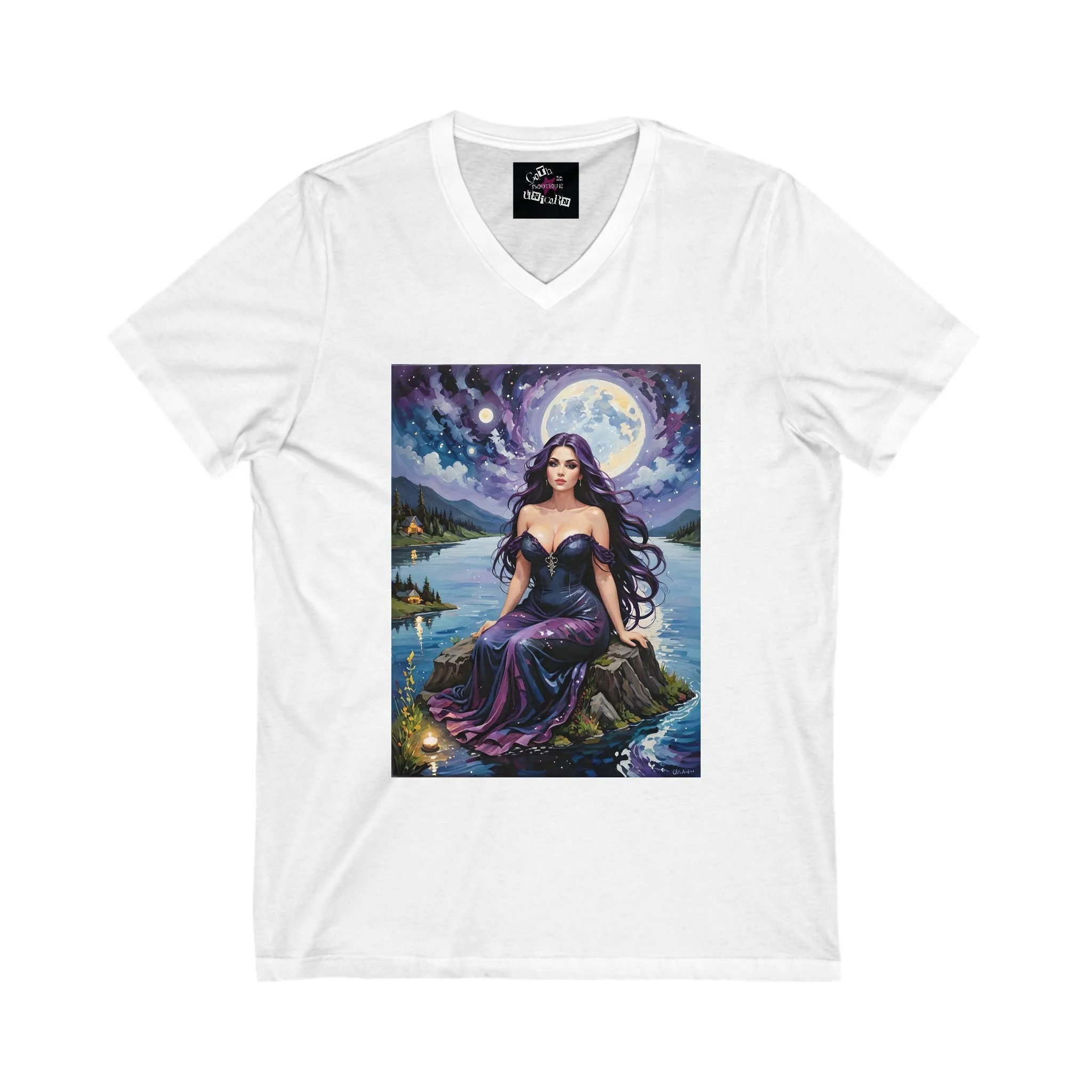 Acrylic Witch 1 Unisex Jersey Short Sleeve V-Neck Tee