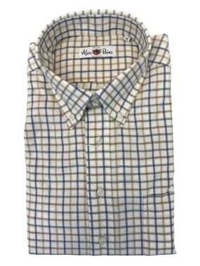 Alan Paine BD Cotton/Cashmere Flannel Blue/Tan Check