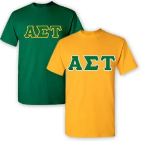 Alpha Sigma Tau Lettered T-Shirt, 2-Pack Bundle Deal - G500 (2) - TWILL