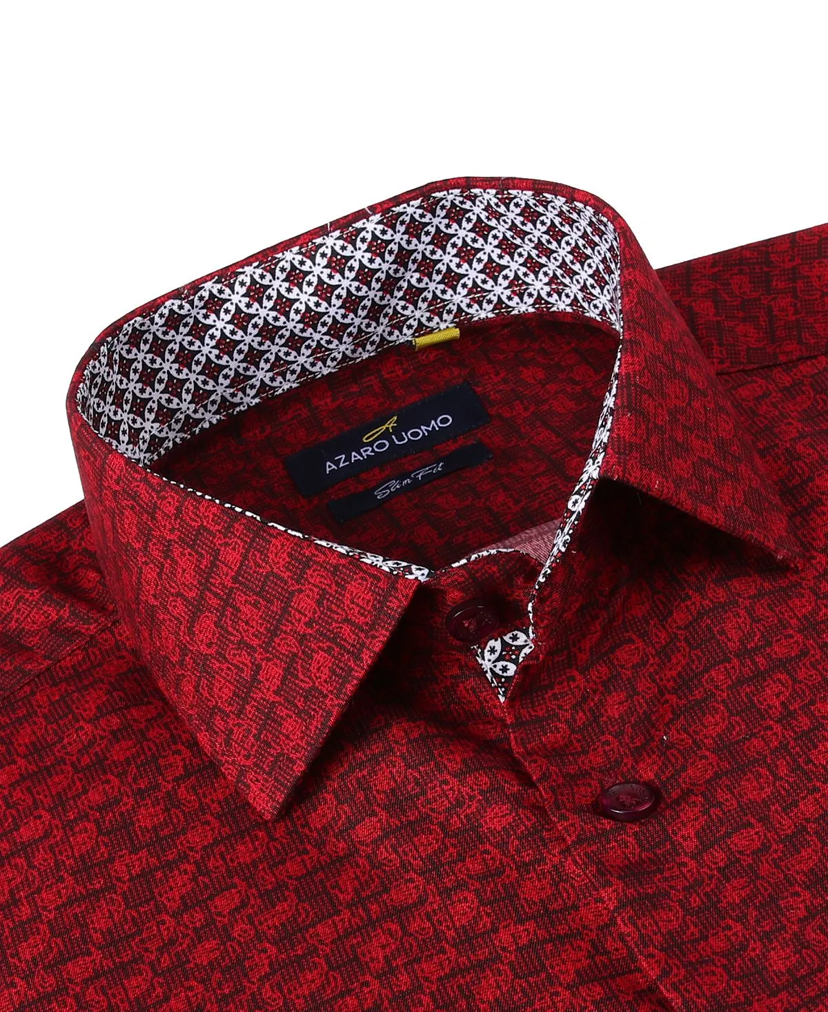 Azaro Uomo Men's Long Sleeve Geometric Button Down Business Shirt