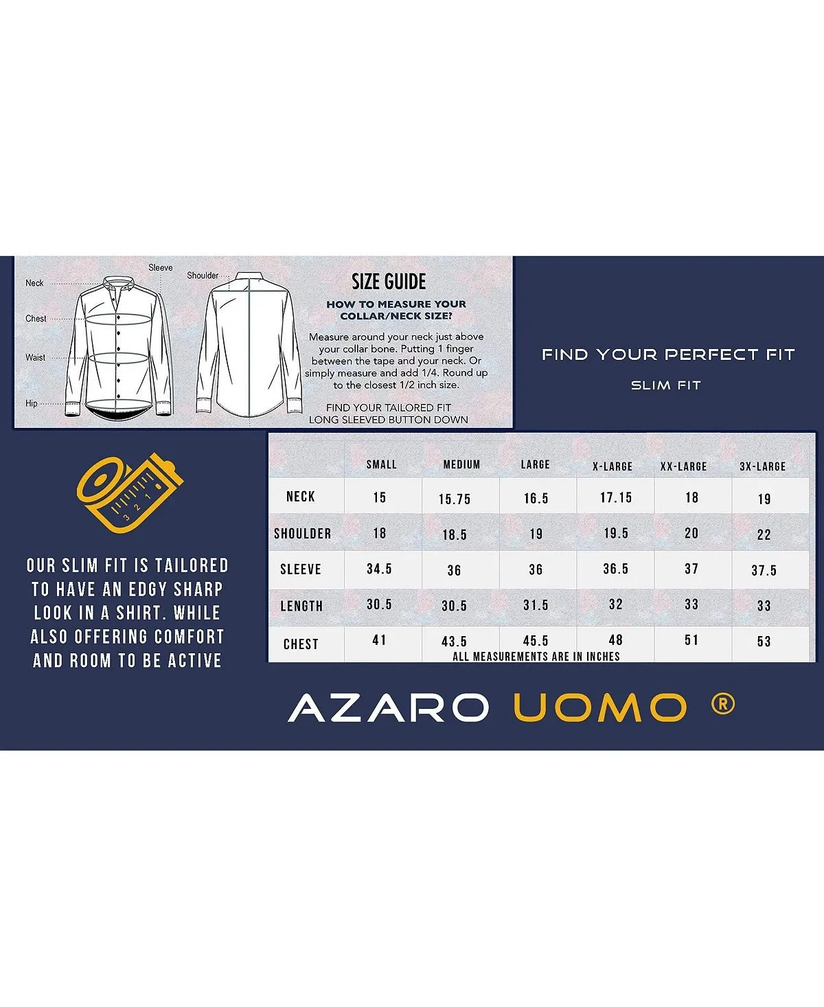 Azaro Uomo Men's Long Sleeve Geometric Button Down Business Shirt