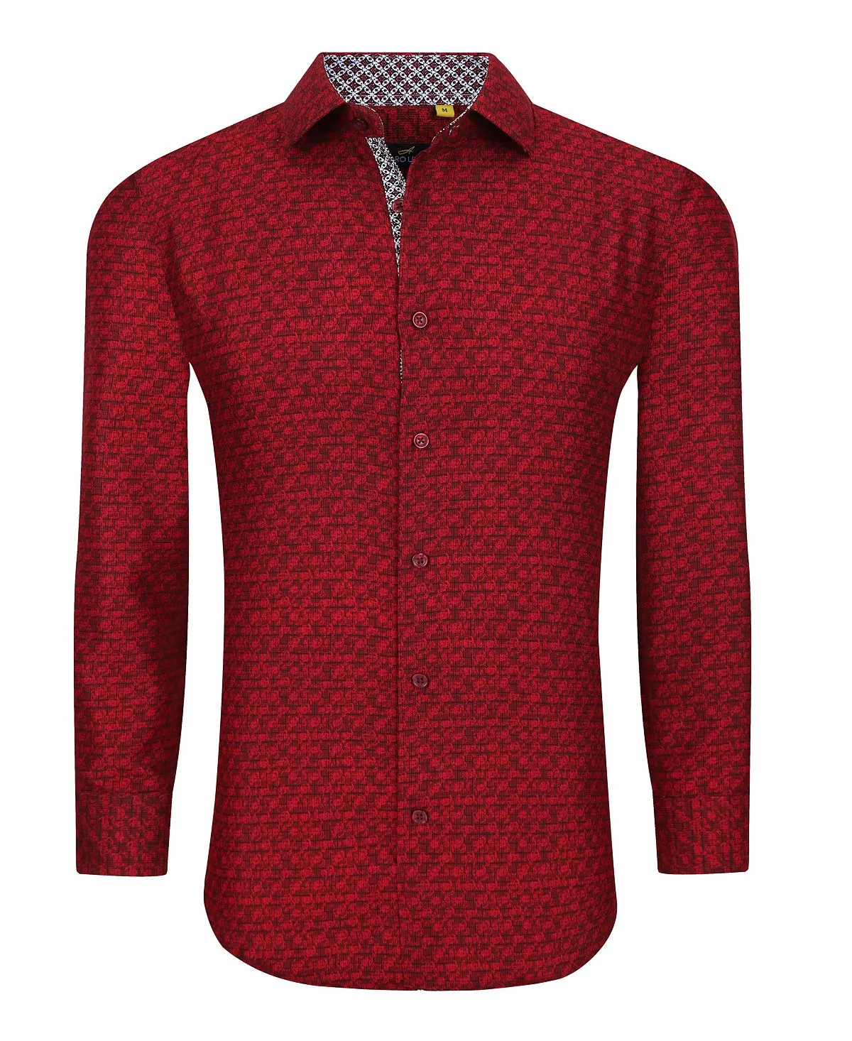 Azaro Uomo Men's Long Sleeve Geometric Button Down Business Shirt