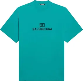 Balenciaga BB Pixel Boxy T-Shirt 'Turquoise/Black', Blue