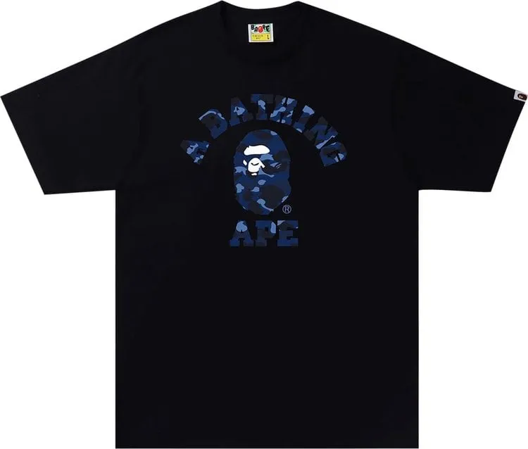 BAPE Color Camo A College Tee 'Black/Navy', black