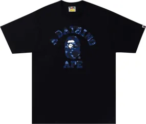 BAPE Color Camo A College Tee 'Black/Navy', black