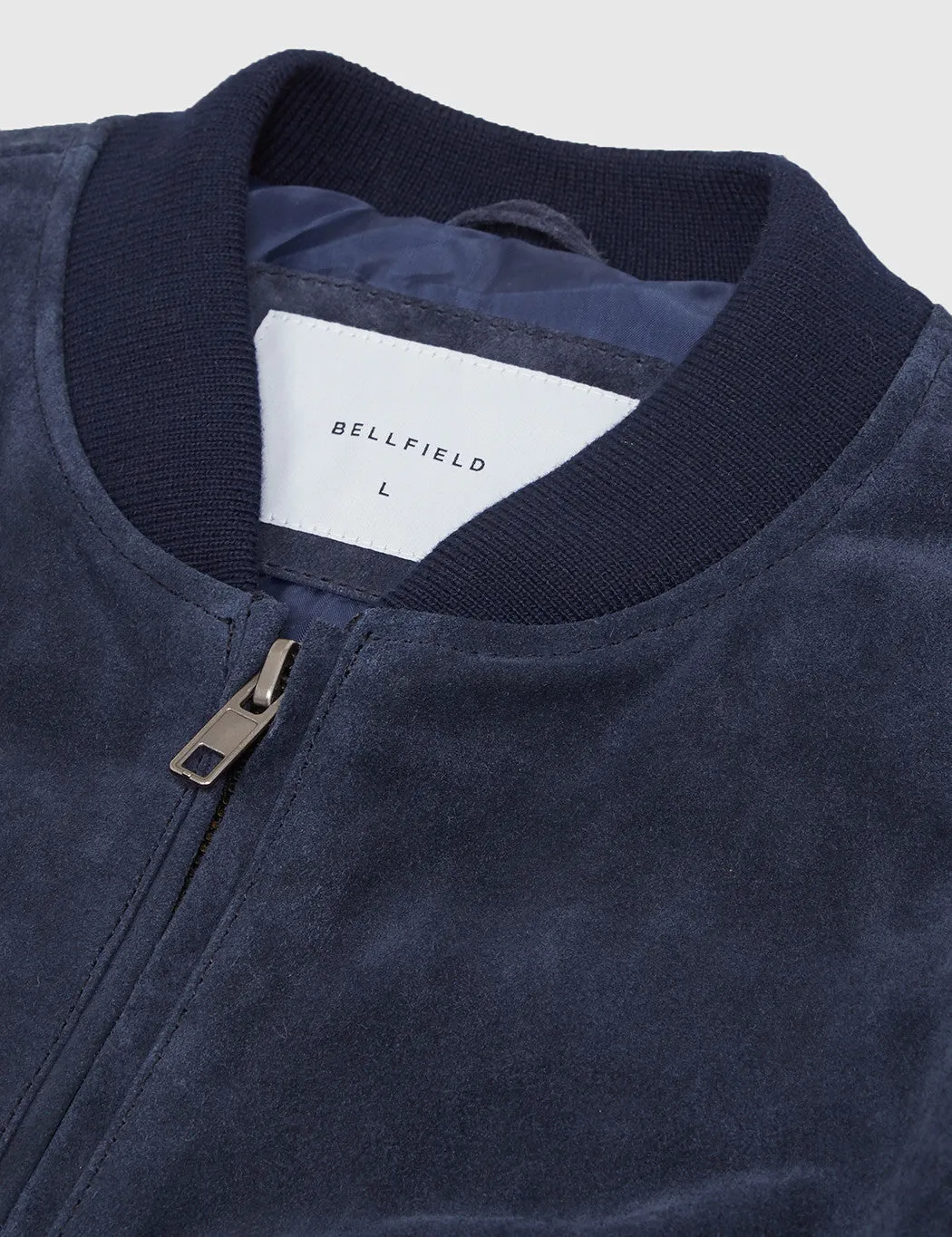 Bellfield Plato Suede Bomber Jacket - Navy Blue