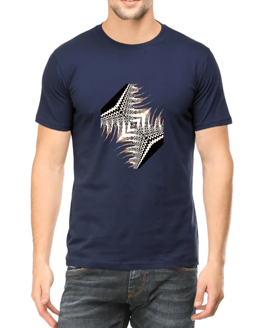 Black & White Geometric Art Men's T Shirt D01