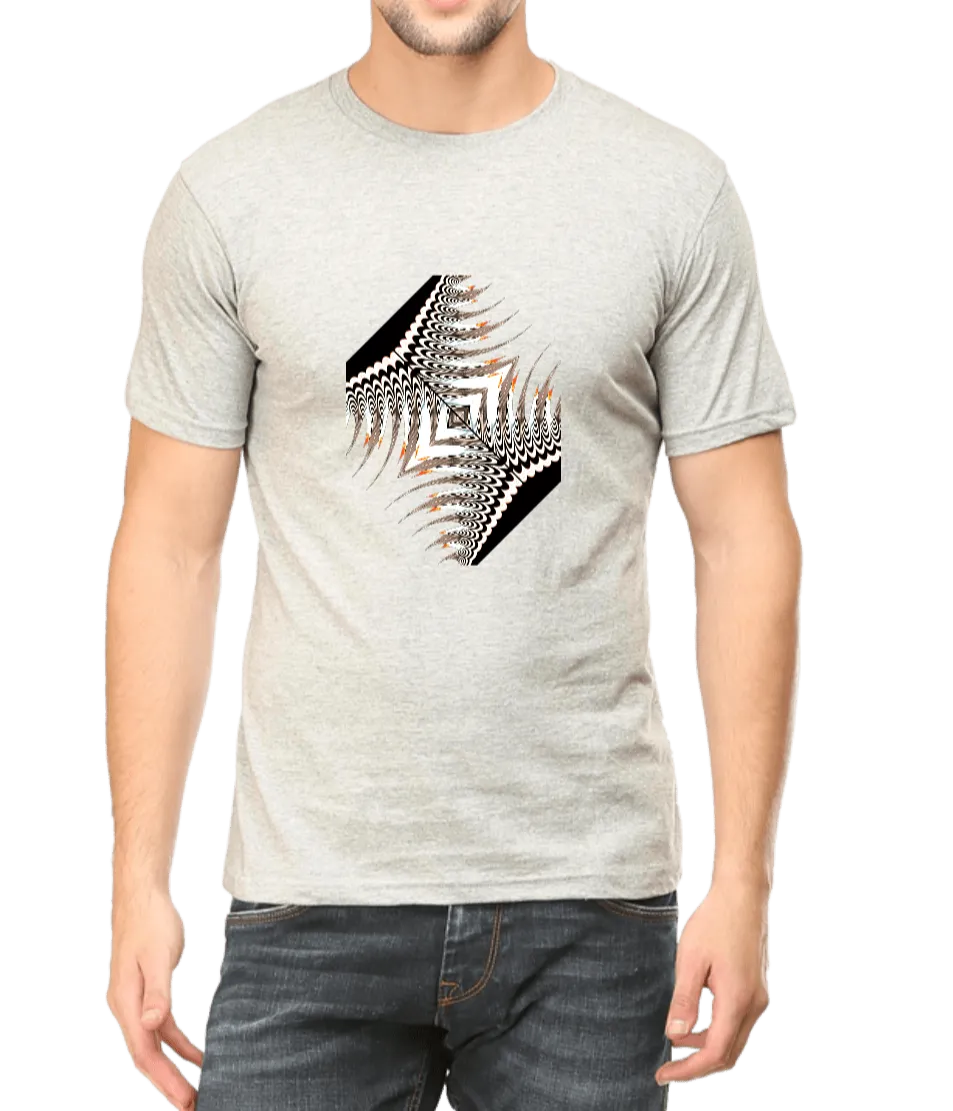 Black & White Geometric Art Men's T Shirt D01