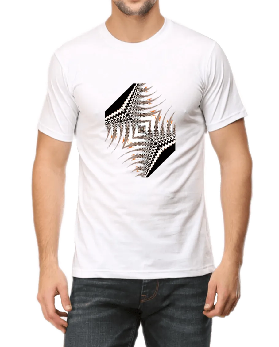 Black & White Geometric Art Men's T Shirt D01