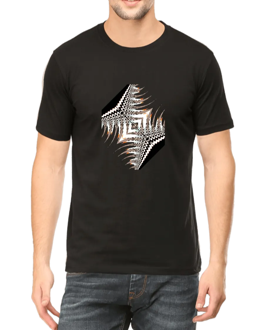 Black & White Geometric Art Men's T Shirt D01