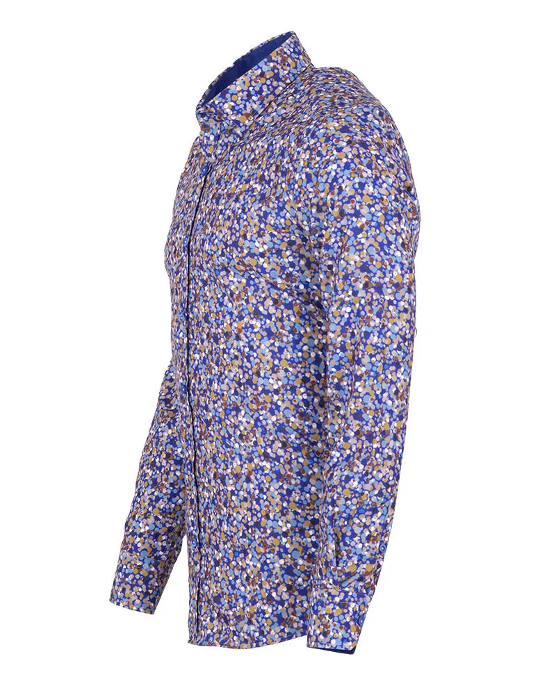 Blue Colourful Ink Print Men's Shirt