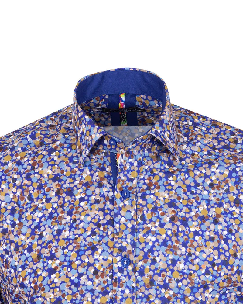 Blue Colourful Ink Print Men's Shirt