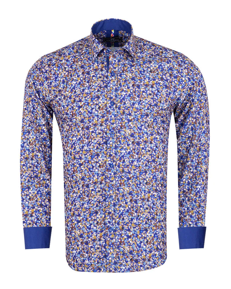 Blue Colourful Ink Print Men's Shirt