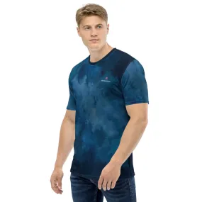 Blue Tie Dye Men's T-shirt, Abstract Dark Blue Tie Dye Print Designer Luxury Tee For Me-Made in USA/EU/MX (US Size: XS-2XL)