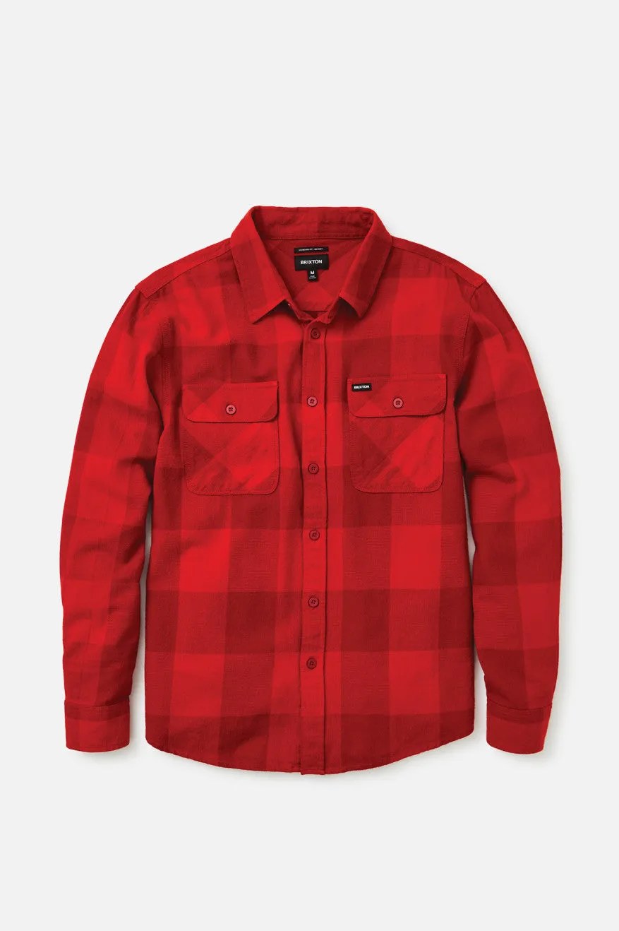 Bowery Lightweight L/S Flannel - Crimson/Aurora Red