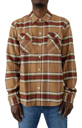 Brixton Bowery Vintage Flannel Shirt - Light Brown & Burnt Henna