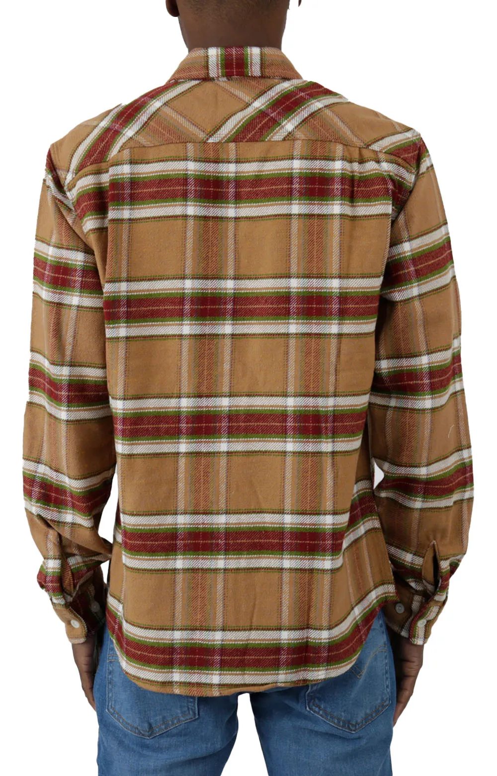 Brixton Bowery Vintage Flannel Shirt - Light Brown & Burnt Henna