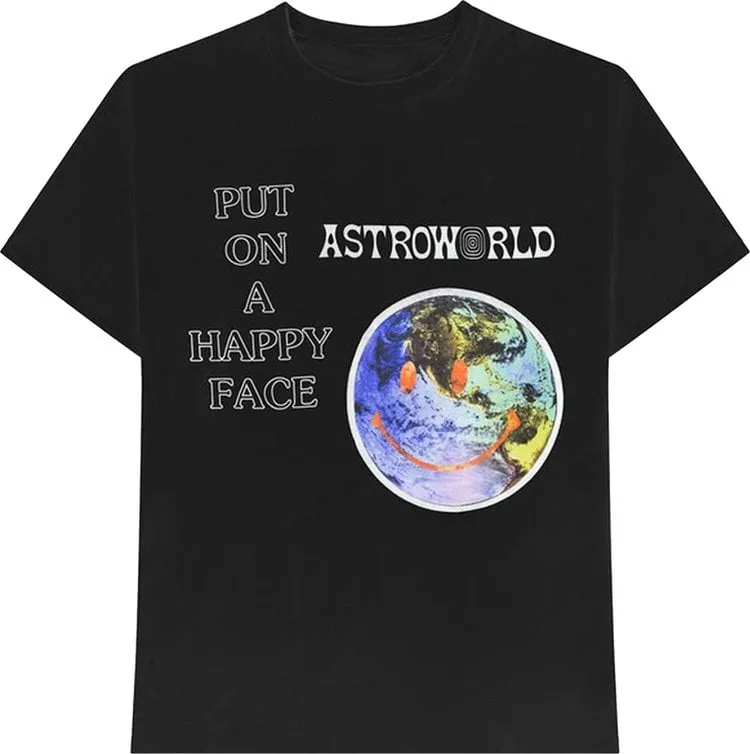 Cactus Jack by Travis Scott Astroworld Happy Face T-Shirt 'Black', Black