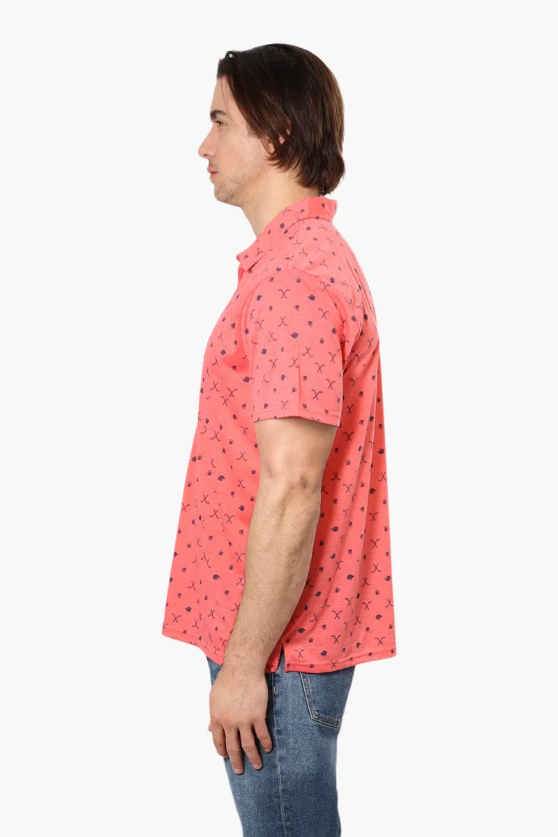 Canada Weather Gear Beer & Golf Pattern Polo Shirt - Pink