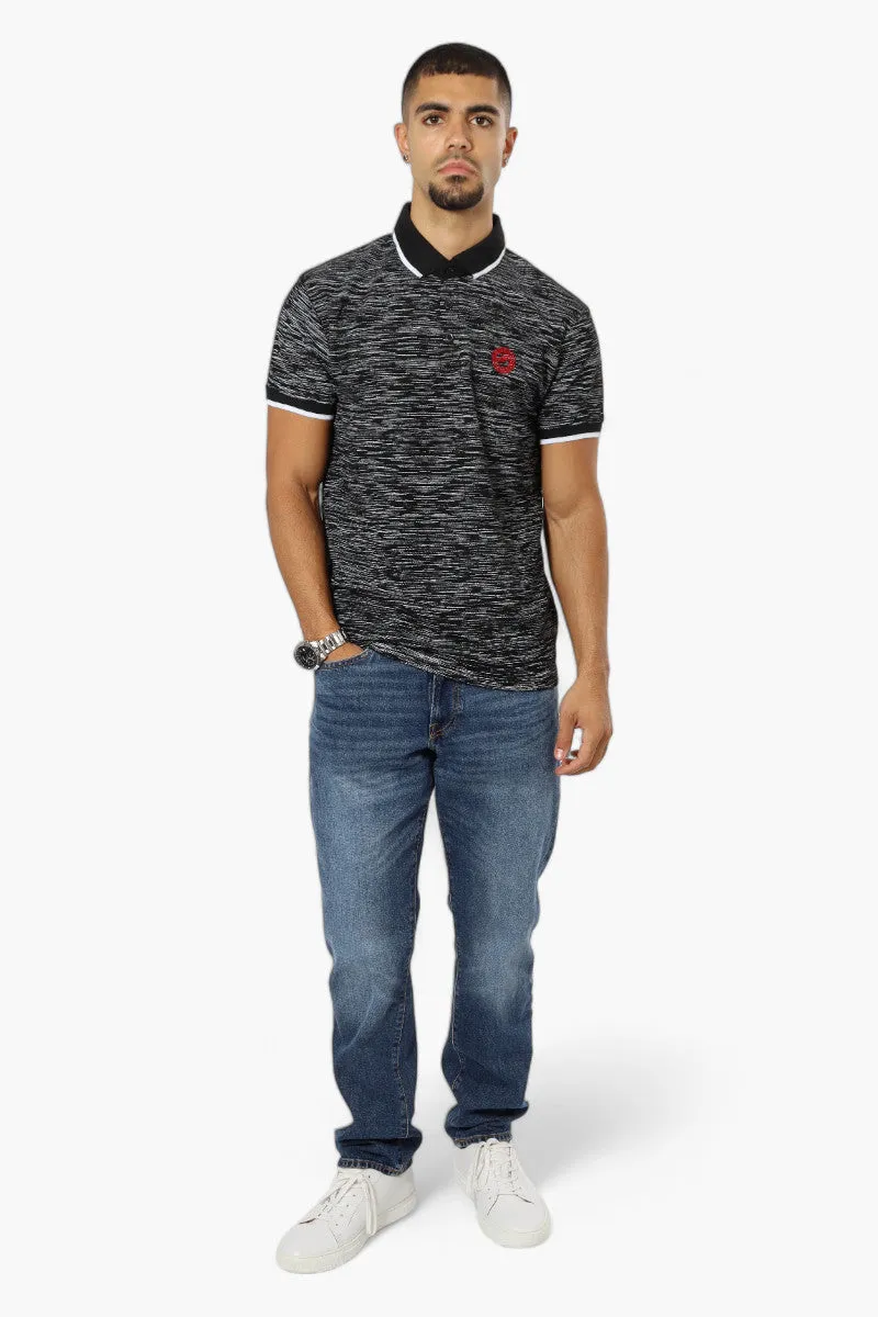 Canada Weather Gear Patterned Stripe Detail Polo Shirt - Black