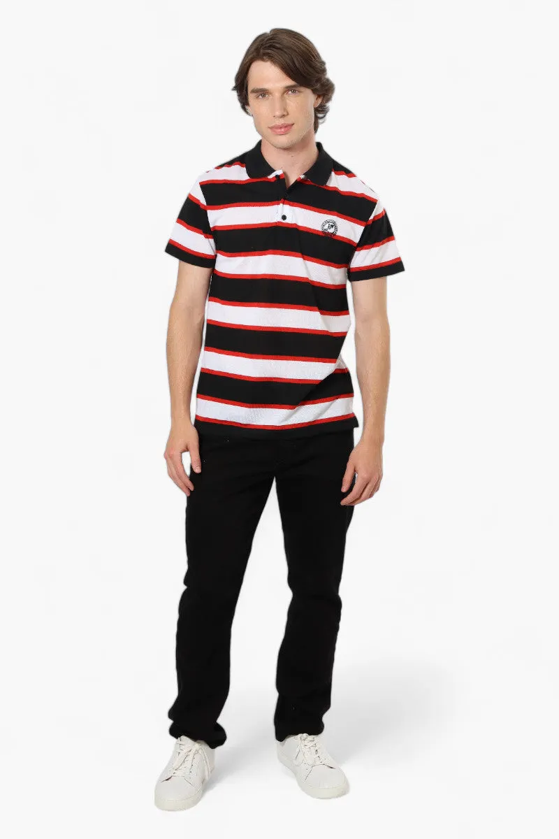 Canada Weather Gear Striped Button Up Polo Shirt - Black