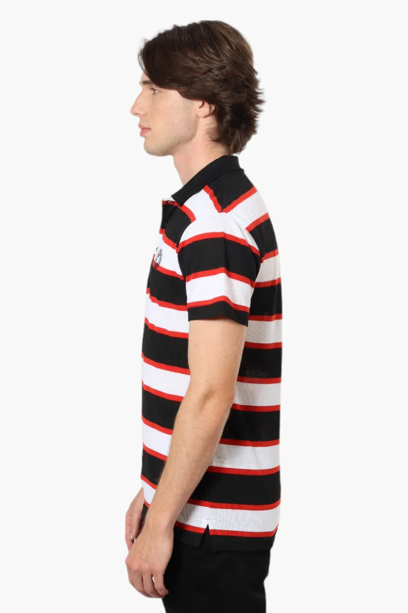 Canada Weather Gear Striped Button Up Polo Shirt - Black