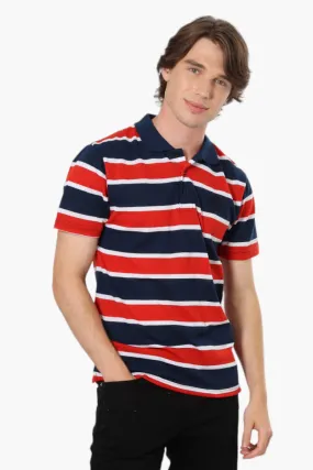 Canada Weather Gear Striped Button Up Polo Shirt - Navy