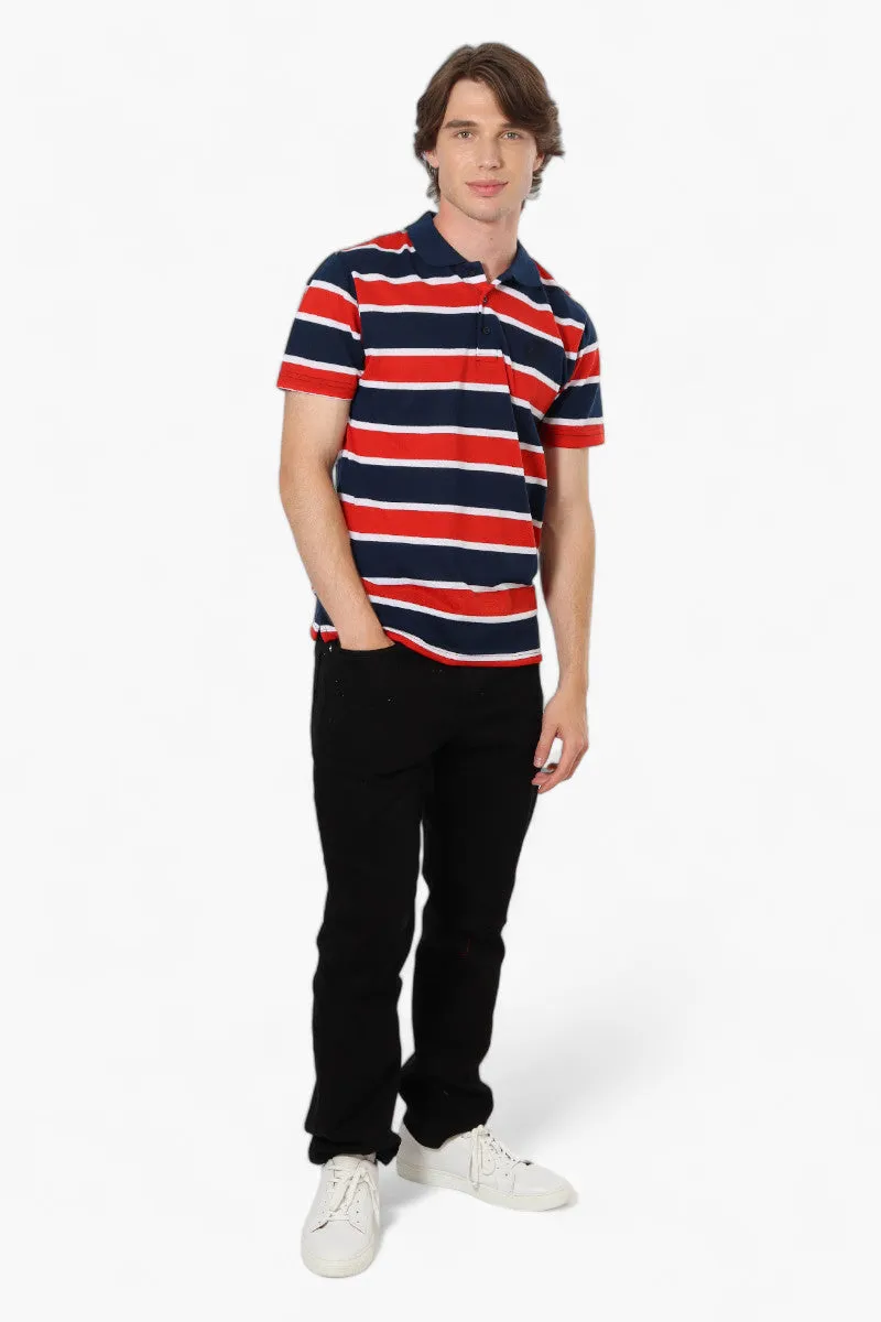 Canada Weather Gear Striped Button Up Polo Shirt - Navy