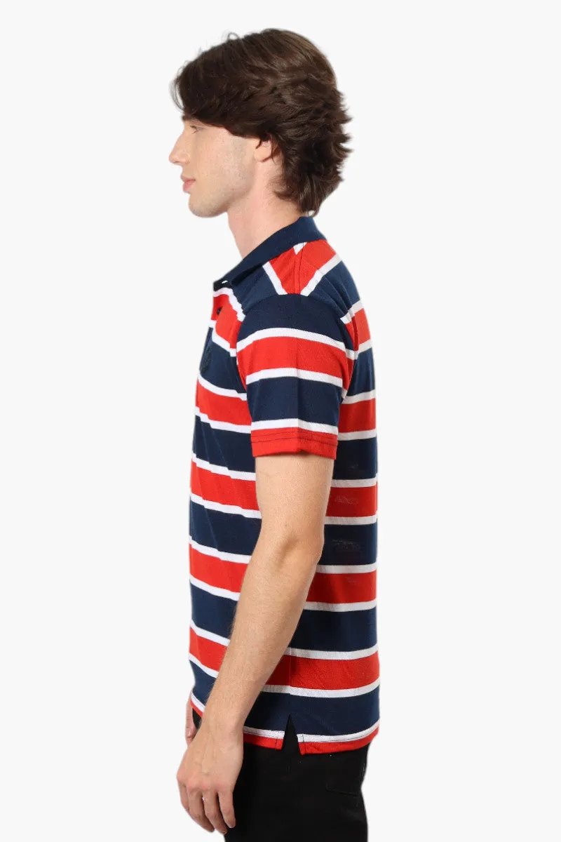 Canada Weather Gear Striped Button Up Polo Shirt - Navy