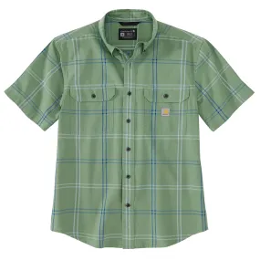 Carhartt 106140 Men's Loose Fit Midweight Short-Sleeve Plaid Shirt - 3X-Large Regular - Loden Frost