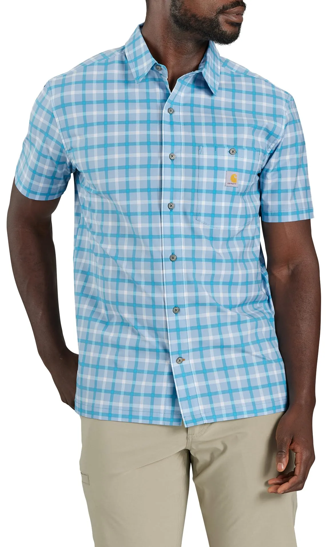 Carhartt 106167 Men's Force Sun Defender Relaxed Fit Lightweight Short-Sleeve Plaid Shirt