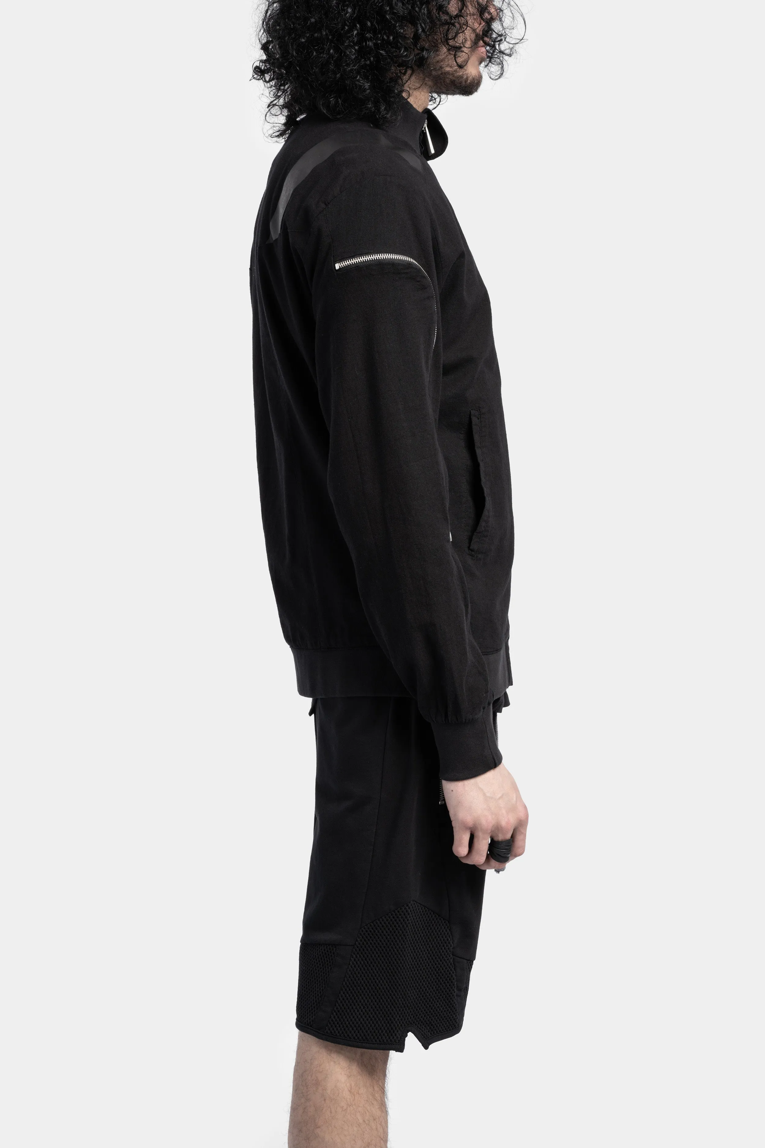 Cotton / Linen Bomber Jacket, Black