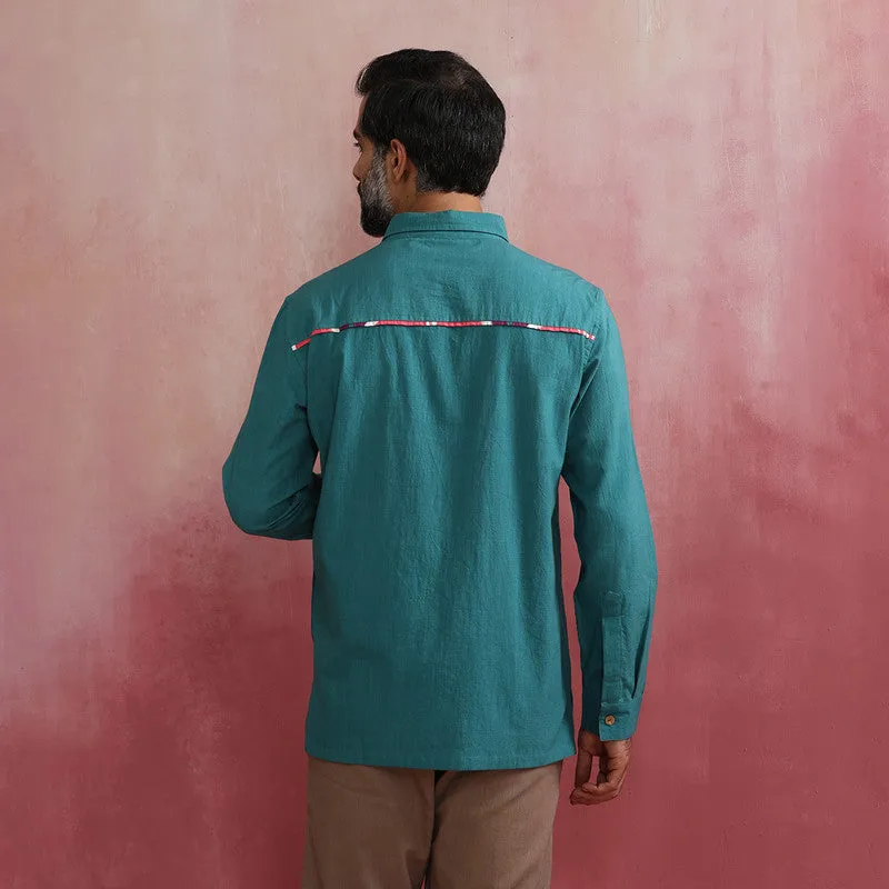 Cotton Shirt for Men | Teal green | Full Sleeves