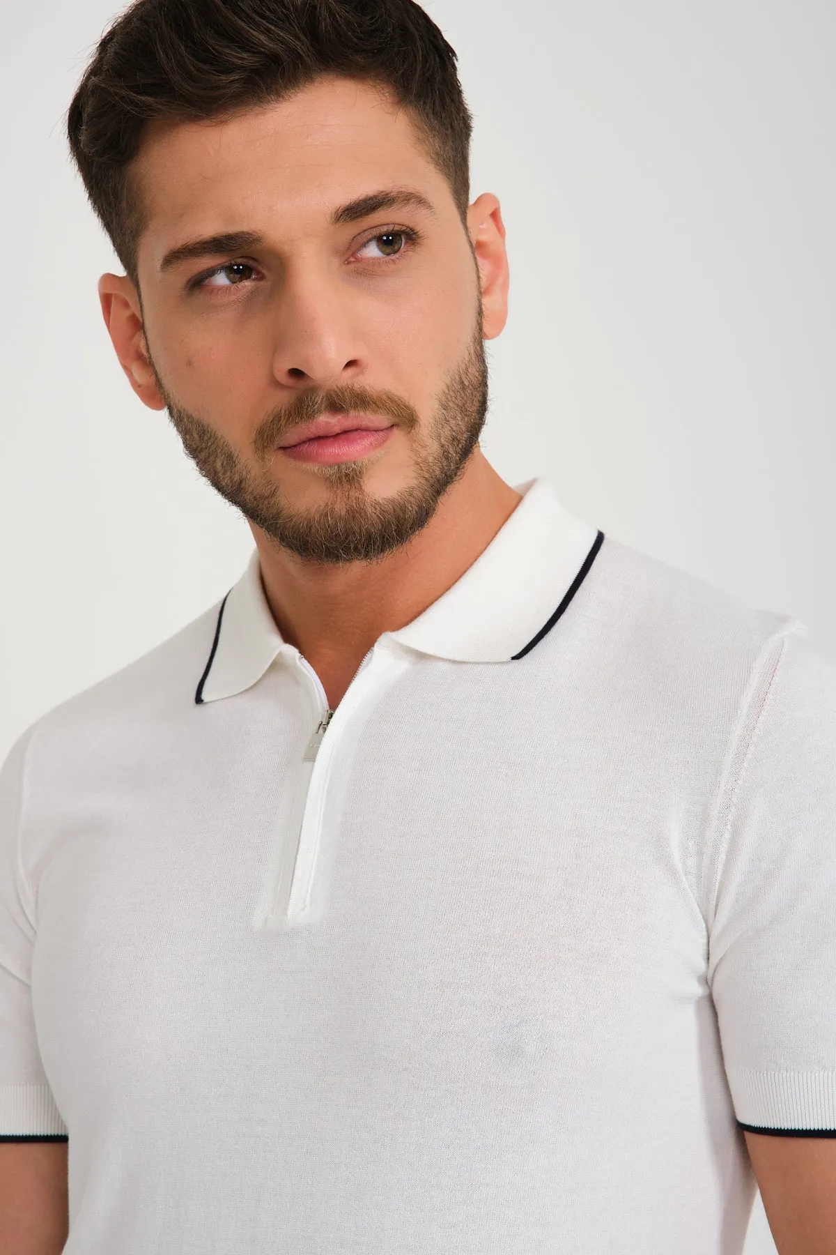 Cotton Zip Polo Shirt