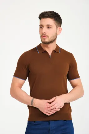 Cotton Zip Polo Shirt