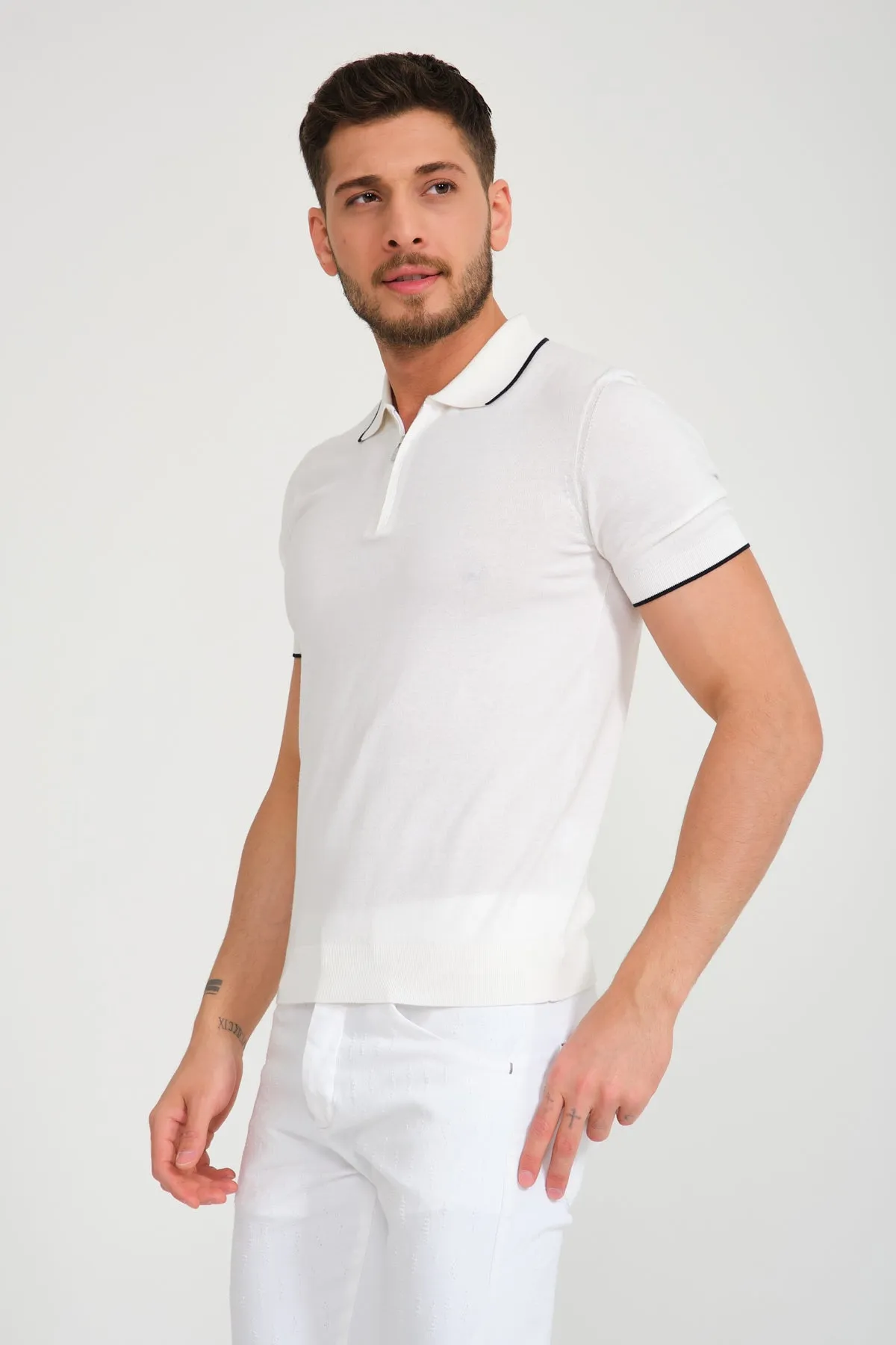 Cotton Zip Polo Shirt