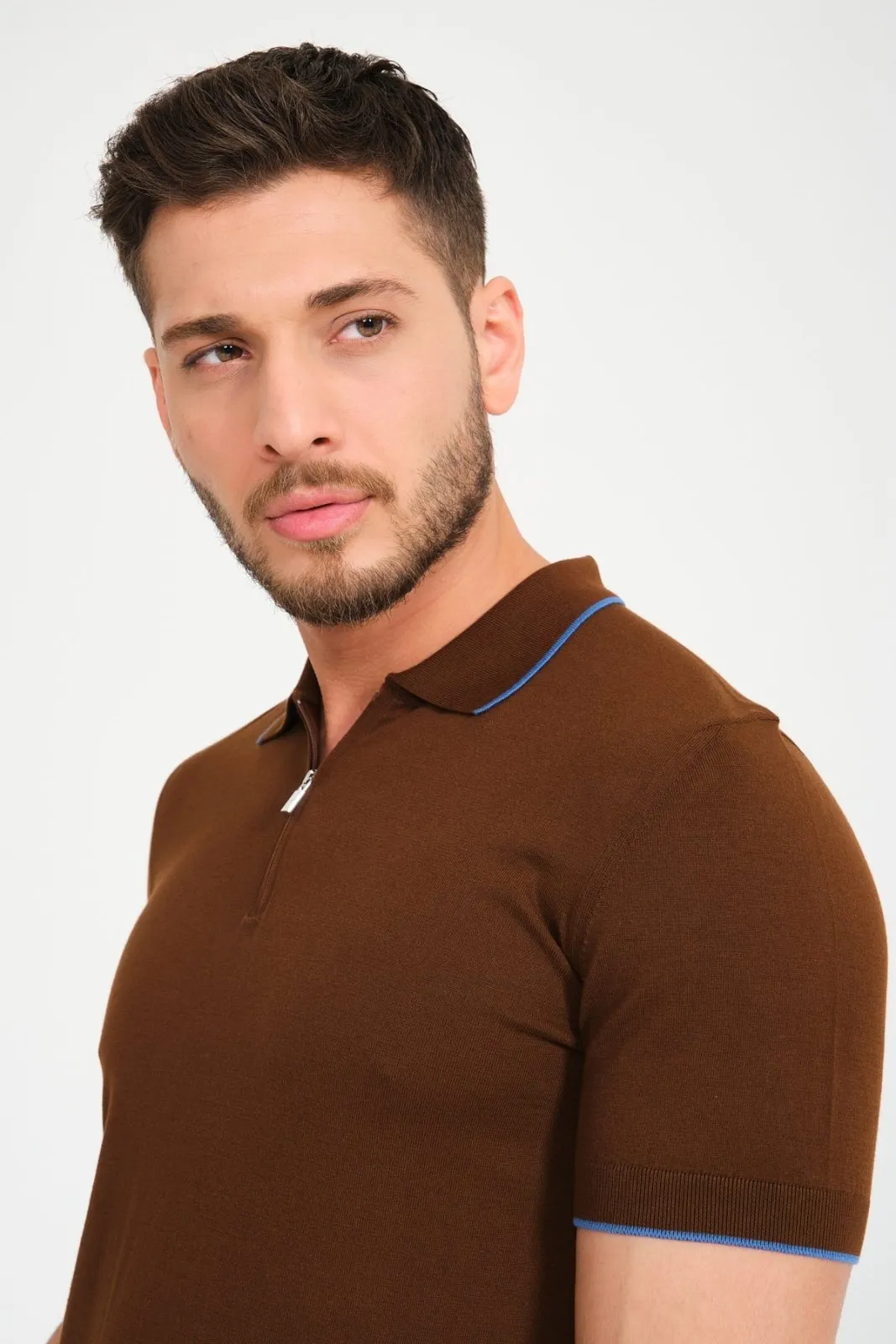 Cotton Zip Polo Shirt