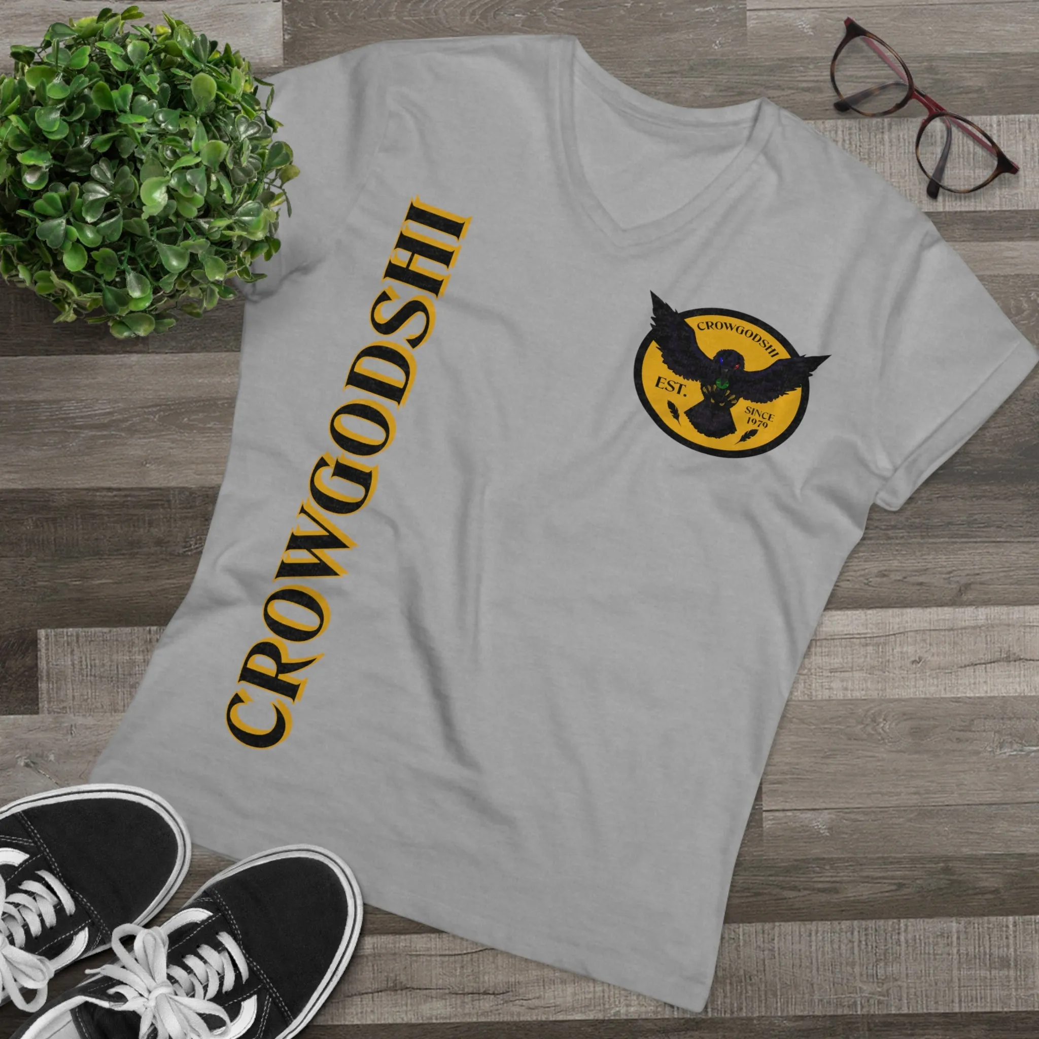 Crowgodshi Designer First Generation Men’s Presenter V-neck, GOLD LOGO