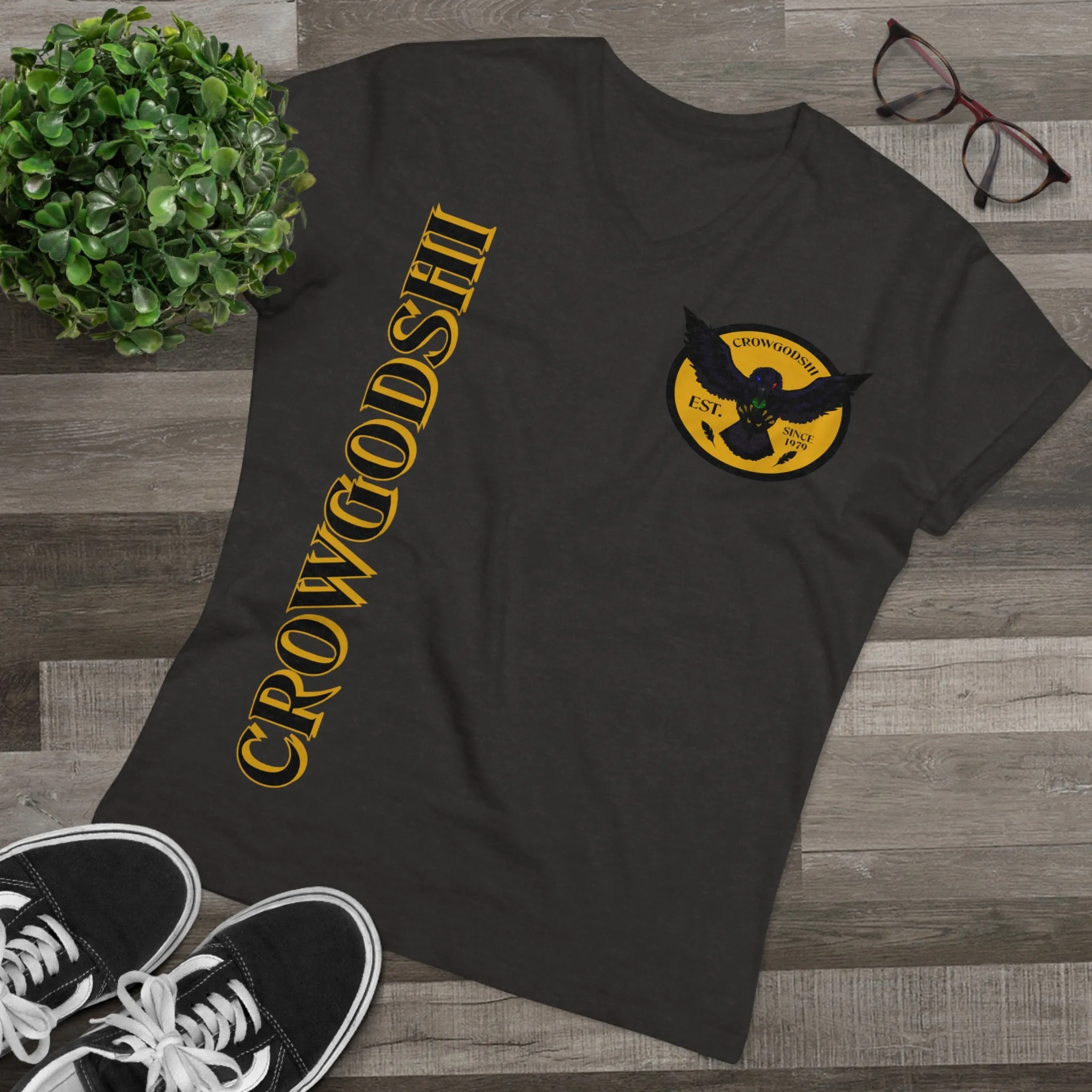 Crowgodshi Designer First Generation Men’s Presenter V-neck, GOLD LOGO