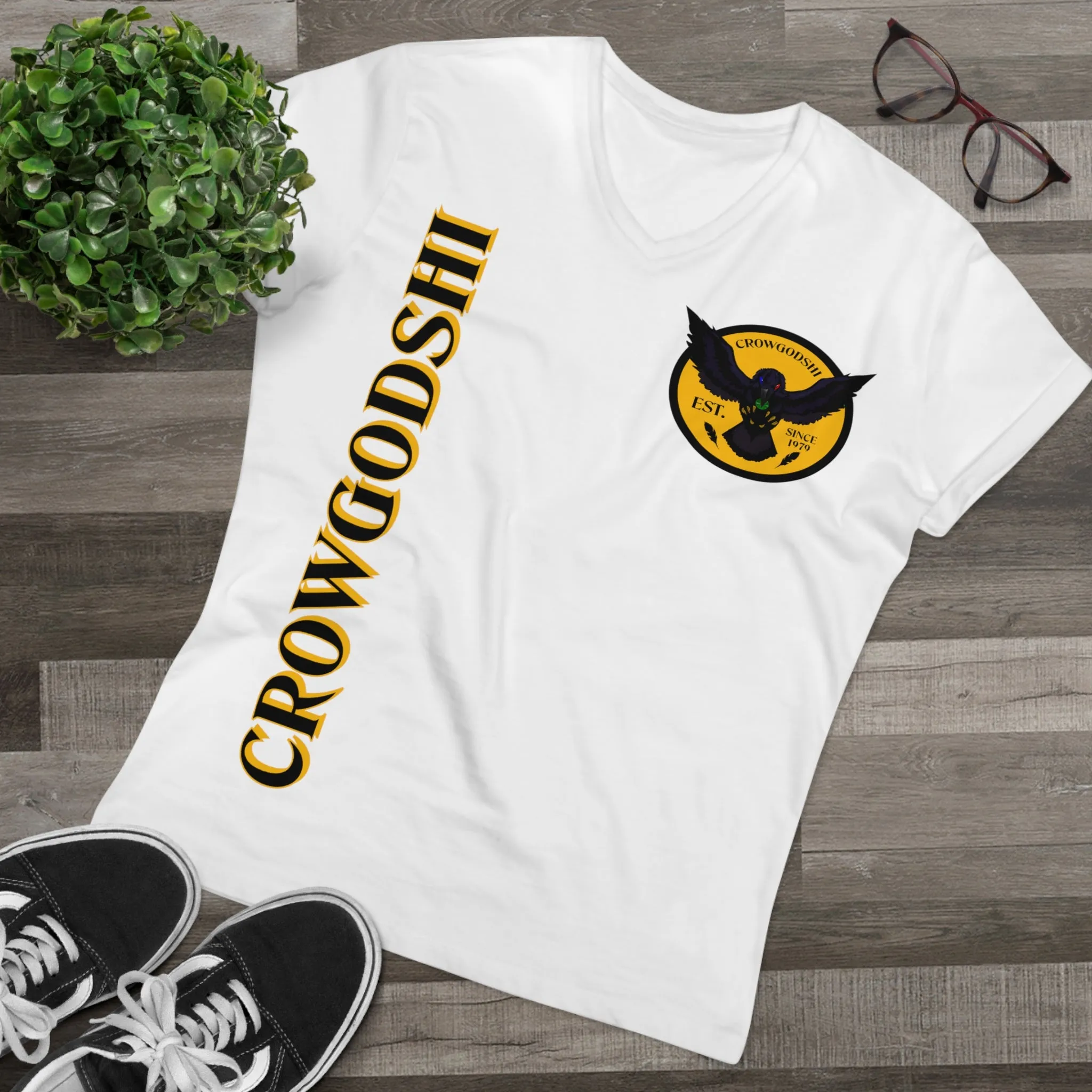 Crowgodshi Designer First Generation Men’s Presenter V-neck, GOLD LOGO