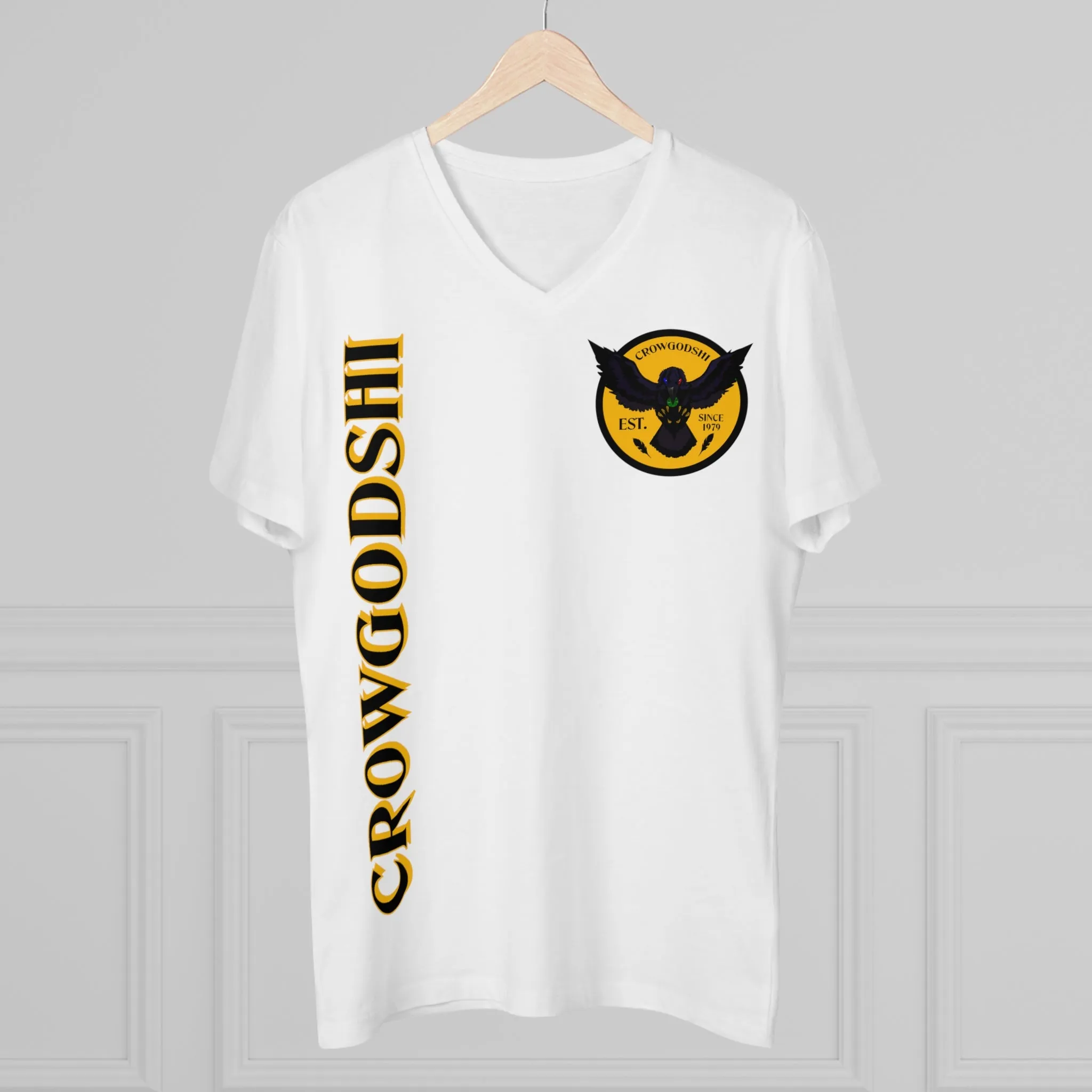 Crowgodshi Designer First Generation Men’s Presenter V-neck, GOLD LOGO