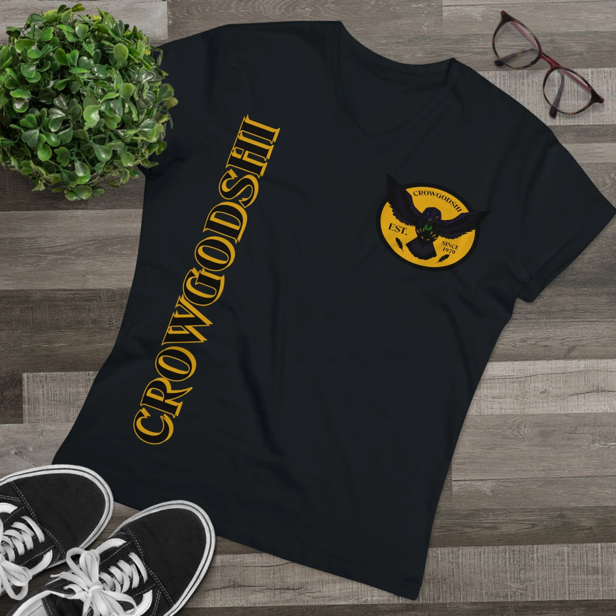 Crowgodshi Designer First Generation Men’s Presenter V-neck, GOLD LOGO