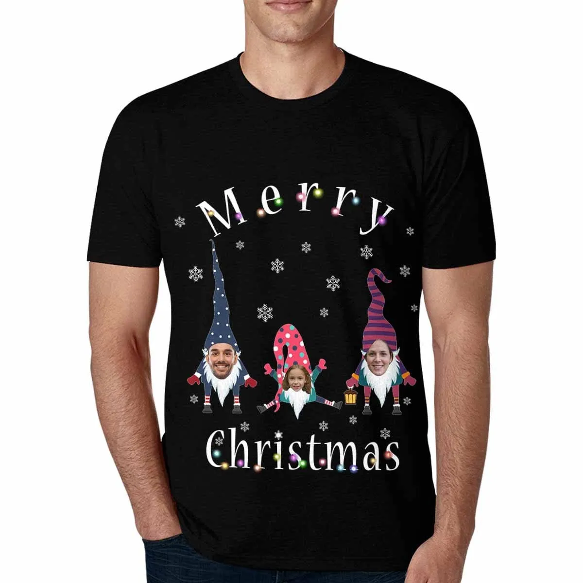 Custom Christmas Family Face Shirts Personalized Men's All Over Print T-shirt for Dad