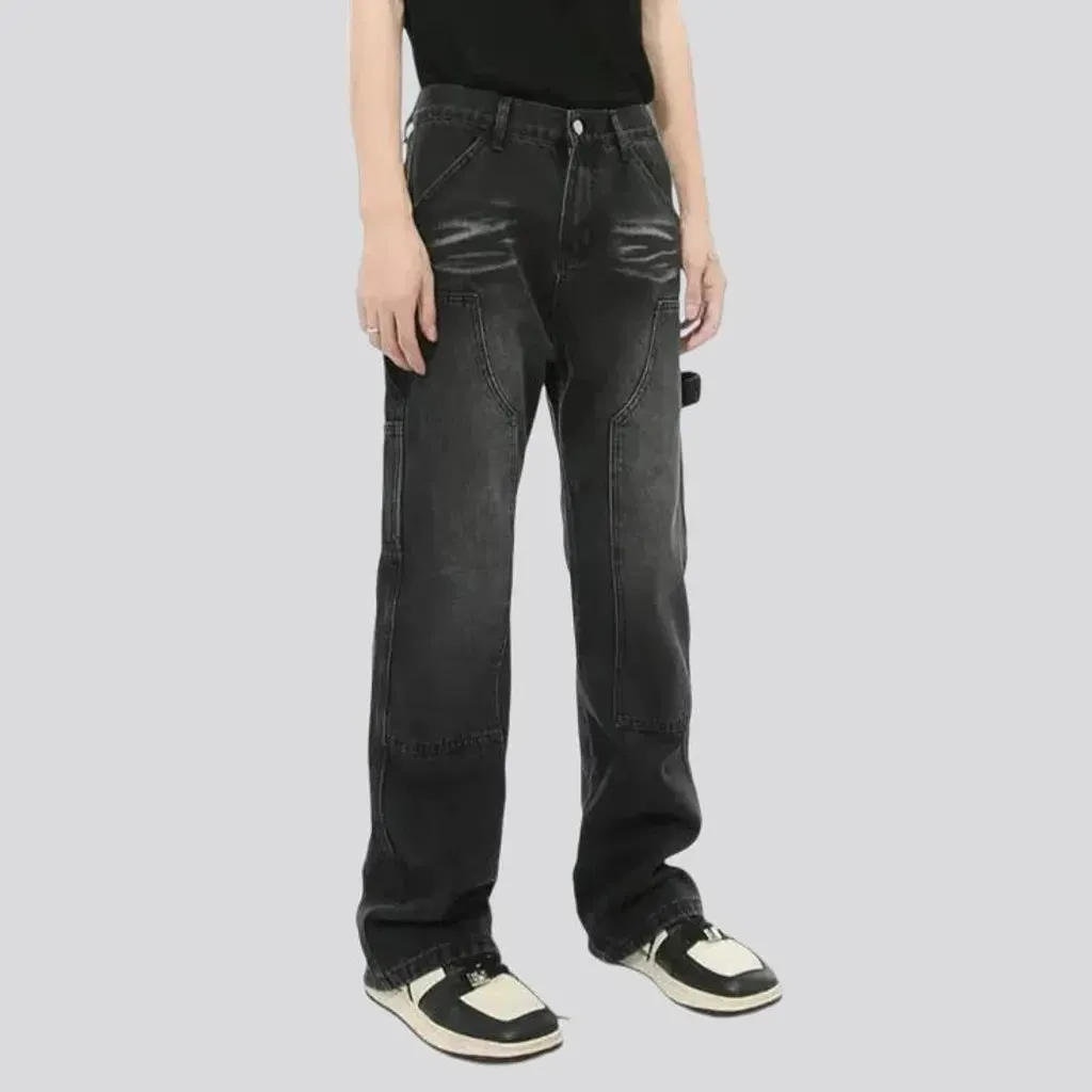 Fashion stonewashed mid-rise men's jeans