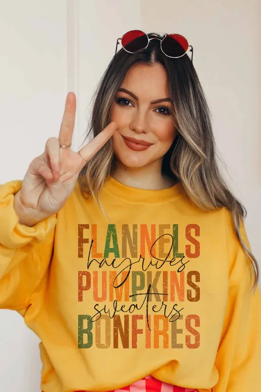 FLANNELS PUMPKINS BONFIRES GRAPHIC SWEATSHIRT