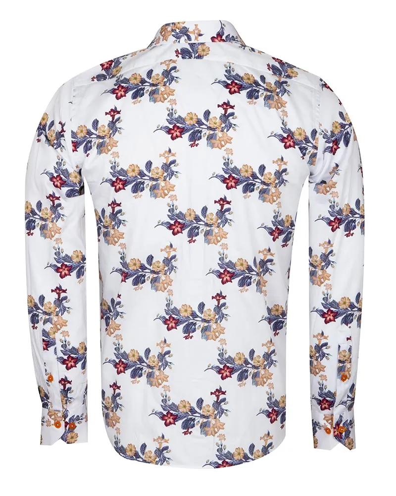 Floral Print Men's Shirt with Matching Handkerchief