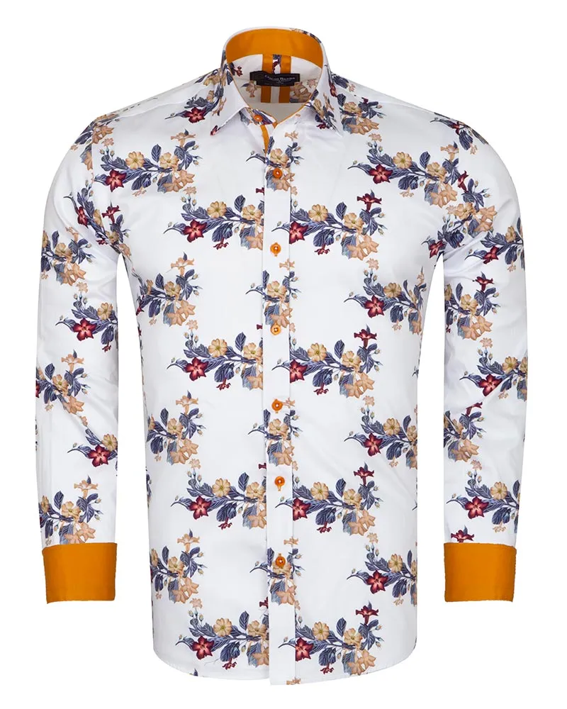 Floral Print Men's Shirt with Matching Handkerchief