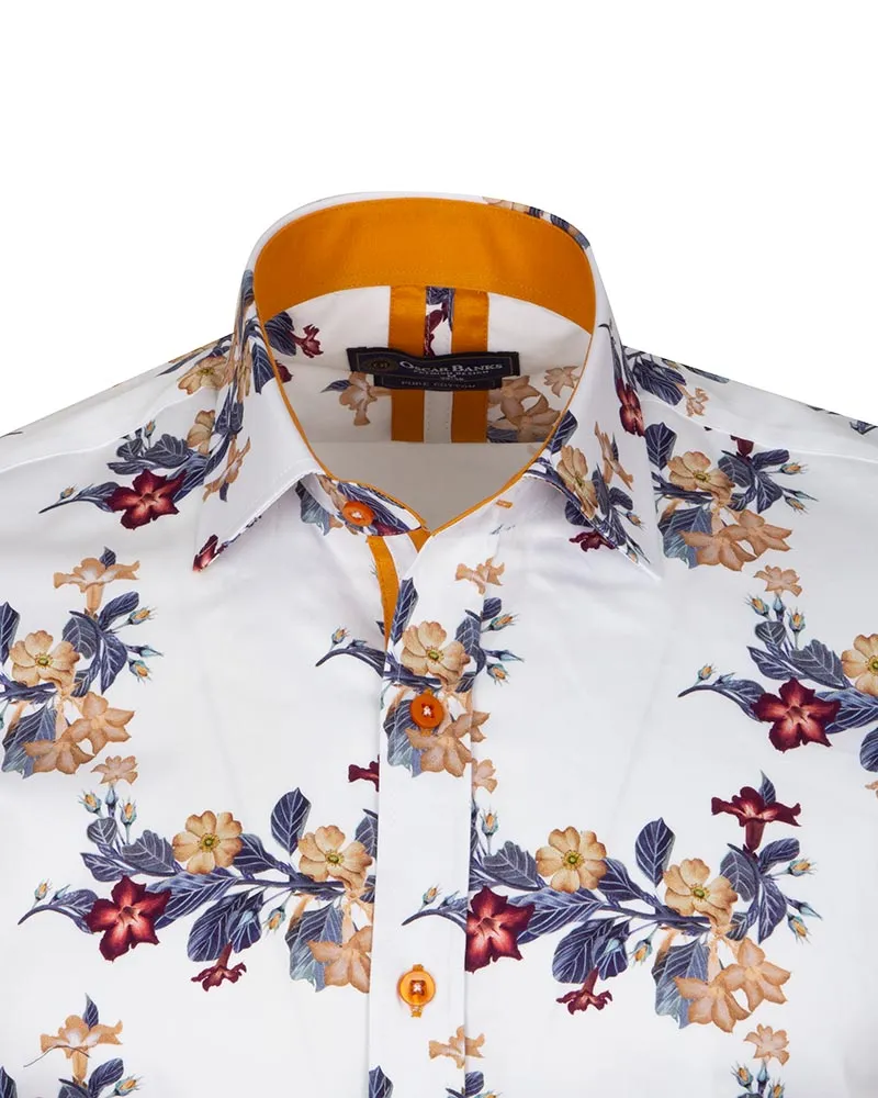 Floral Print Men's Shirt with Matching Handkerchief